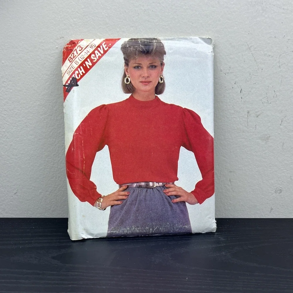 Vintage McCall's Stitch &‎ Save 8273 Blouse Sewing Pattern Size 12-14-16 UNCUT